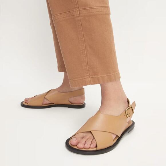 Everlane City Crossover Sandals Taupe Leather Buckle Flat Slide 8 NEW w/o Box - Picture 5 of 8